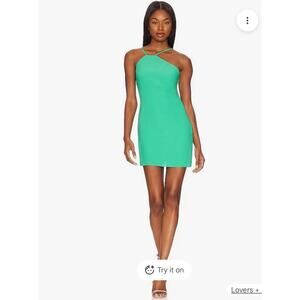 NWT LOVERS + FRIENDS Cindy vaca  asymmetrical high neck  spaghetti strap dress